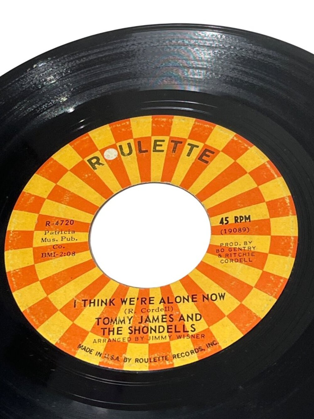 Tommy James & The Shondells 45 RPM "I Think Were Alone Now" Roulette Records R17 - Picture 2 of 4
